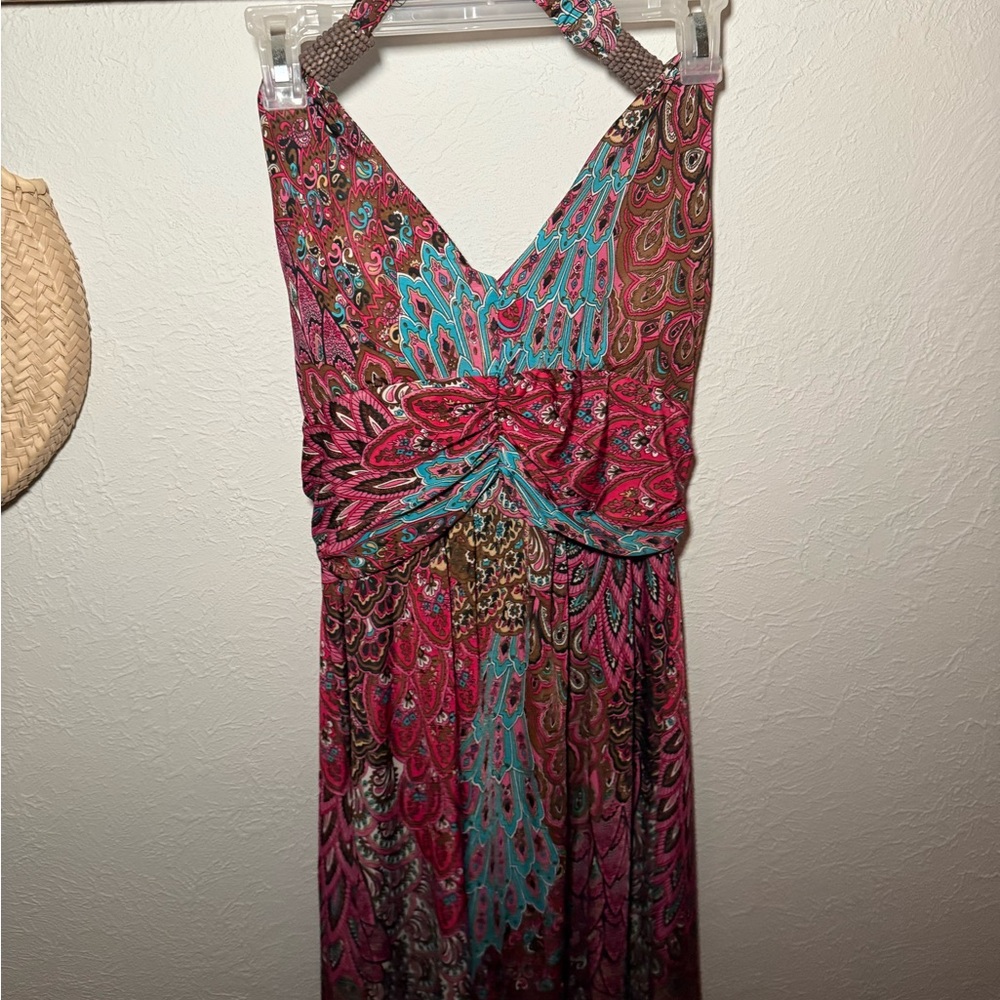 Shoreline Vibrant Pink and Blue Backless Dress